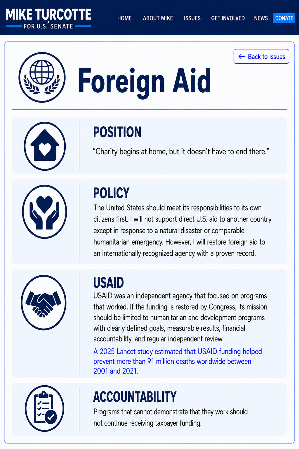 Foreign Aid campaign page